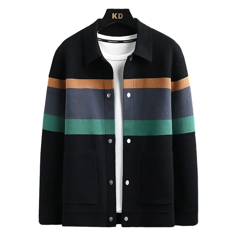 Gestreifte Varsity Strickjacke
