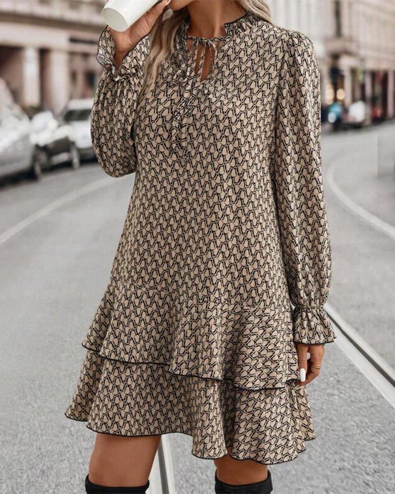 LAVINIA I BEDRUCKTES LANGARMKLEID