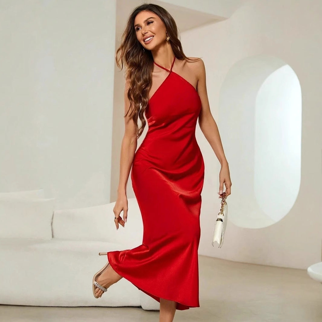 Freitag - Satin Slip Sexy Abend Lang Kleid