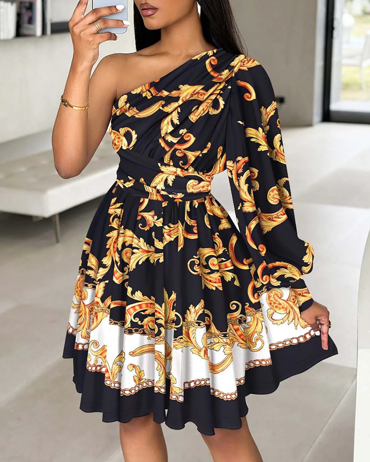 Luna - Sexy Boho Kleid mit einem Schulterdruck
