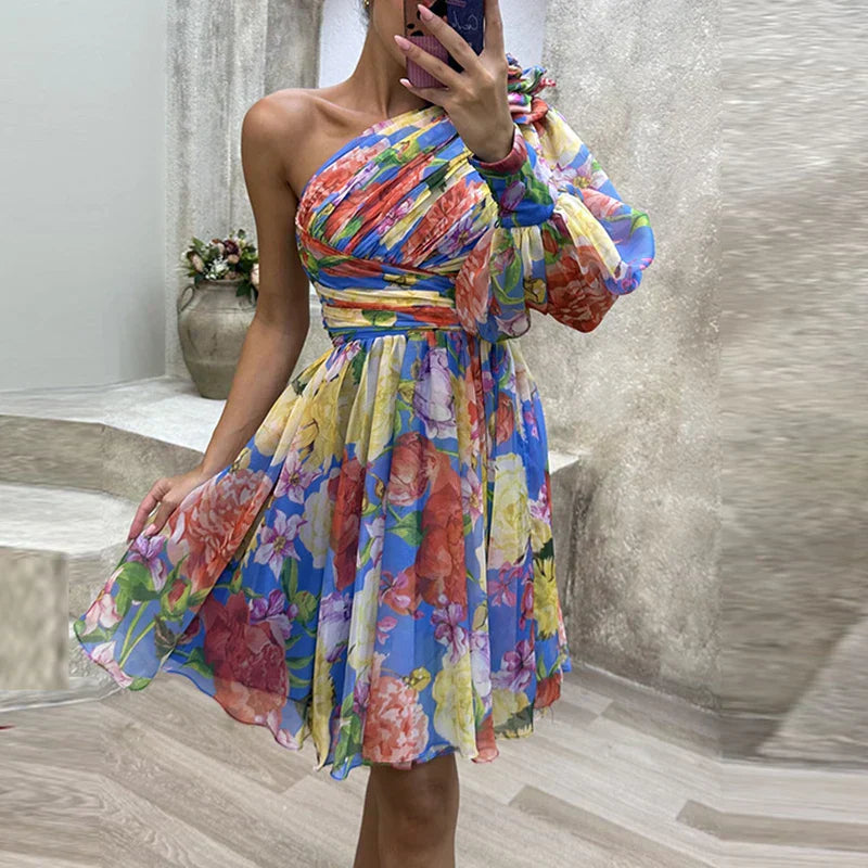 Kolbrun - Sexy Off-Shoulder Kleid mit Blumendruck