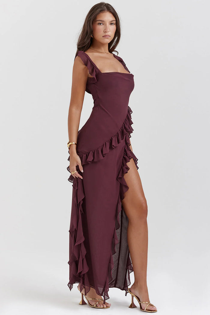 Sommerkleid Valerie - Elegantes Kleid mit Schlitz für stilvolle Anlässe