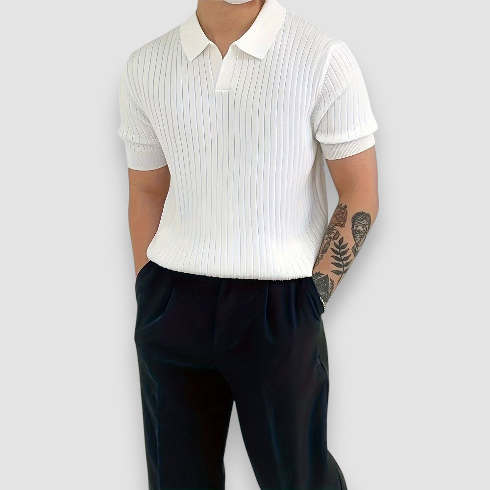 Vallo | Geripptes Polo-Shirt mit kurzen Ärmeln