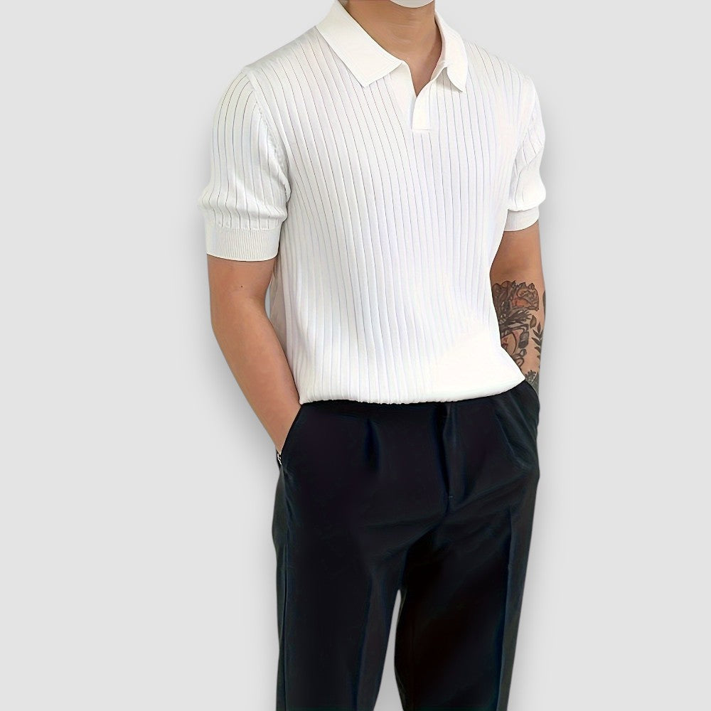 Vallo | Geripptes Polo-Shirt mit kurzen Ärmeln